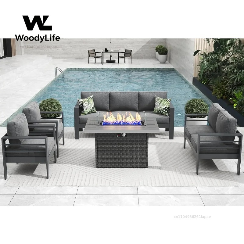 Outdoor Furniture Fire Pit - Zestaw mebli ogrodowych z nowoczesnego aluminium,
