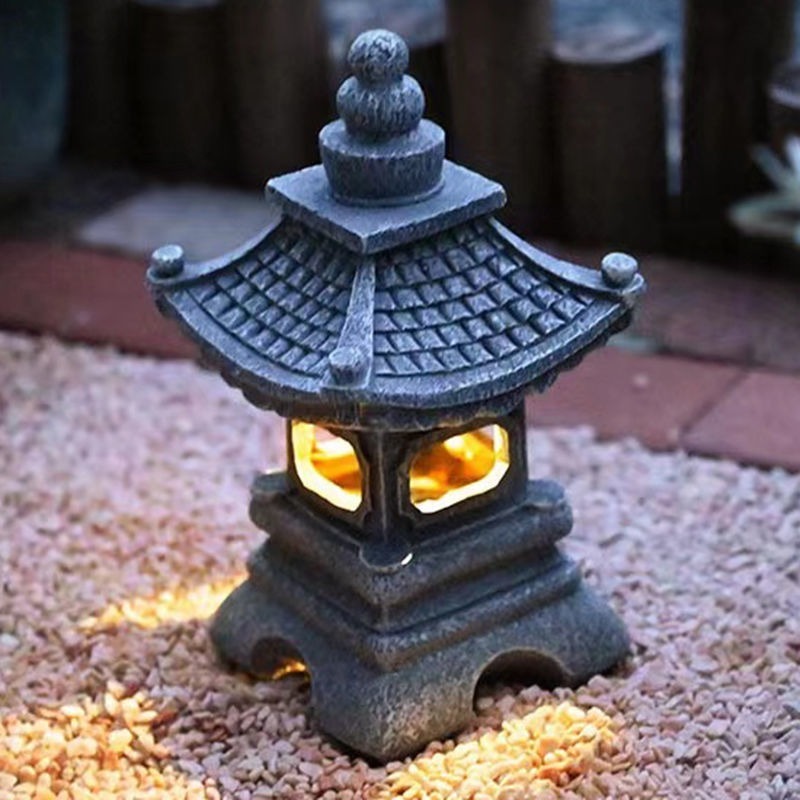 Outdoor Furniture Resin - Chińska Vintage Solarna Lampa Ogrodowa w