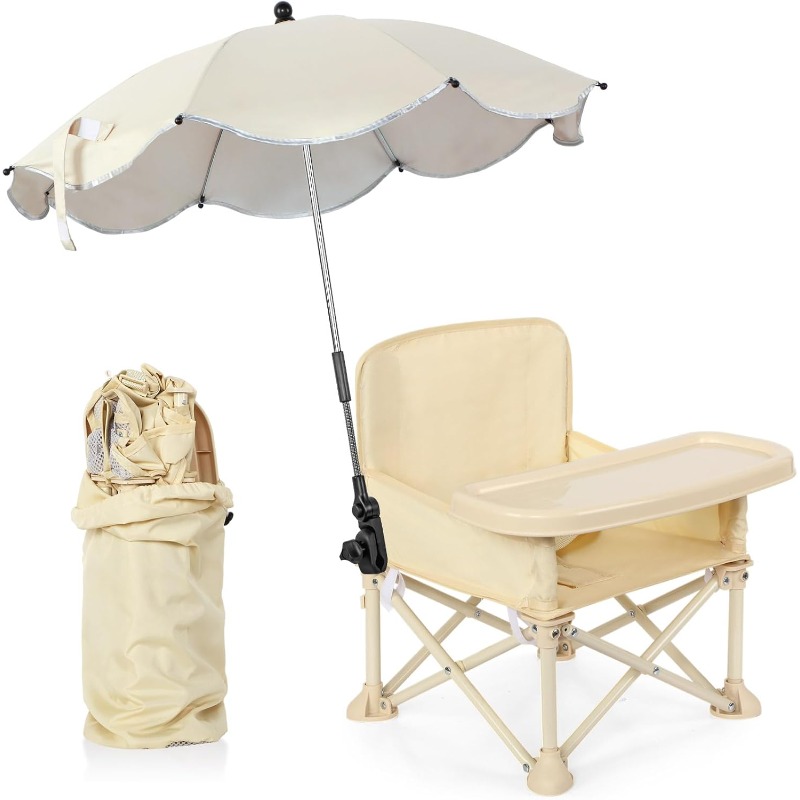 Outdoor Furniture Dining Set - Dziecięce krzesełko plażowe z parasolem, kieszenią