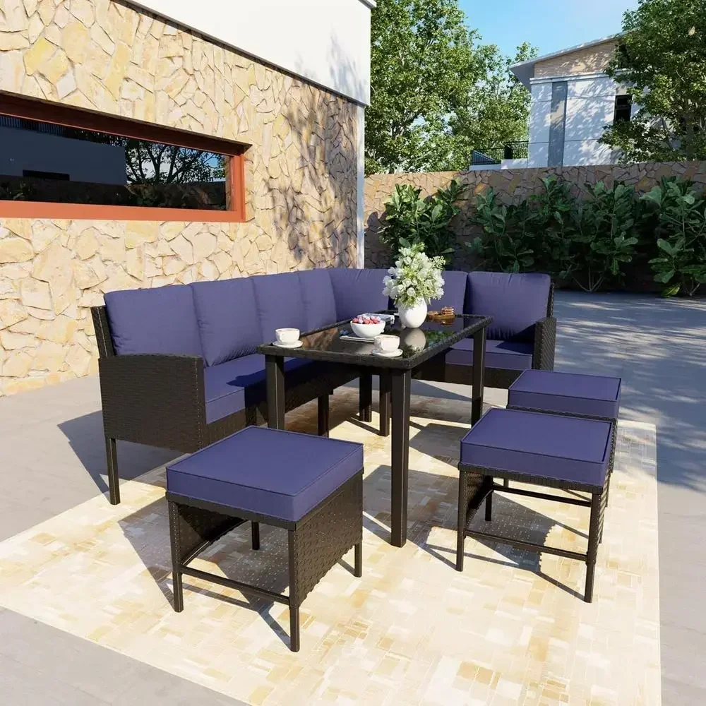 Outdoor Furniture Dining Set - 7-częściowy zestaw mebli ogrodowych z kanapą,