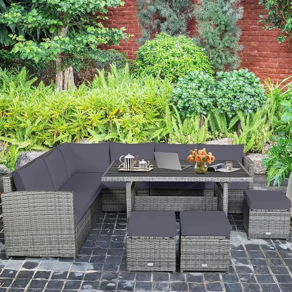 Szary 7-częściowy zestaw mebli – Outdoor Furniture Dining Set recenzja i cena