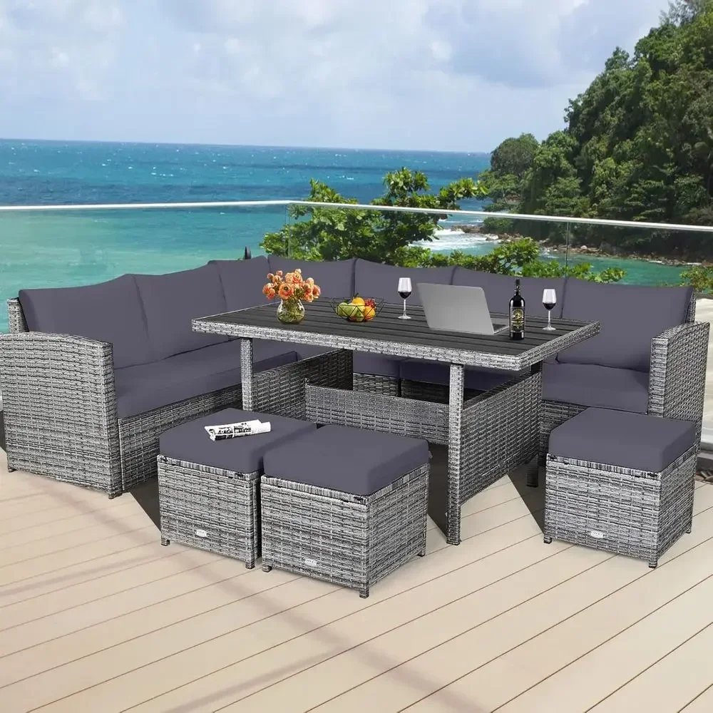 Szary 7-częściowy zestaw mebli – Outdoor Furniture Dining Set recenzja i cena