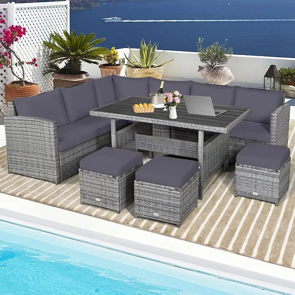 Szary 7-częściowy zestaw mebli – Outdoor Furniture Dining Set recenzja i cena