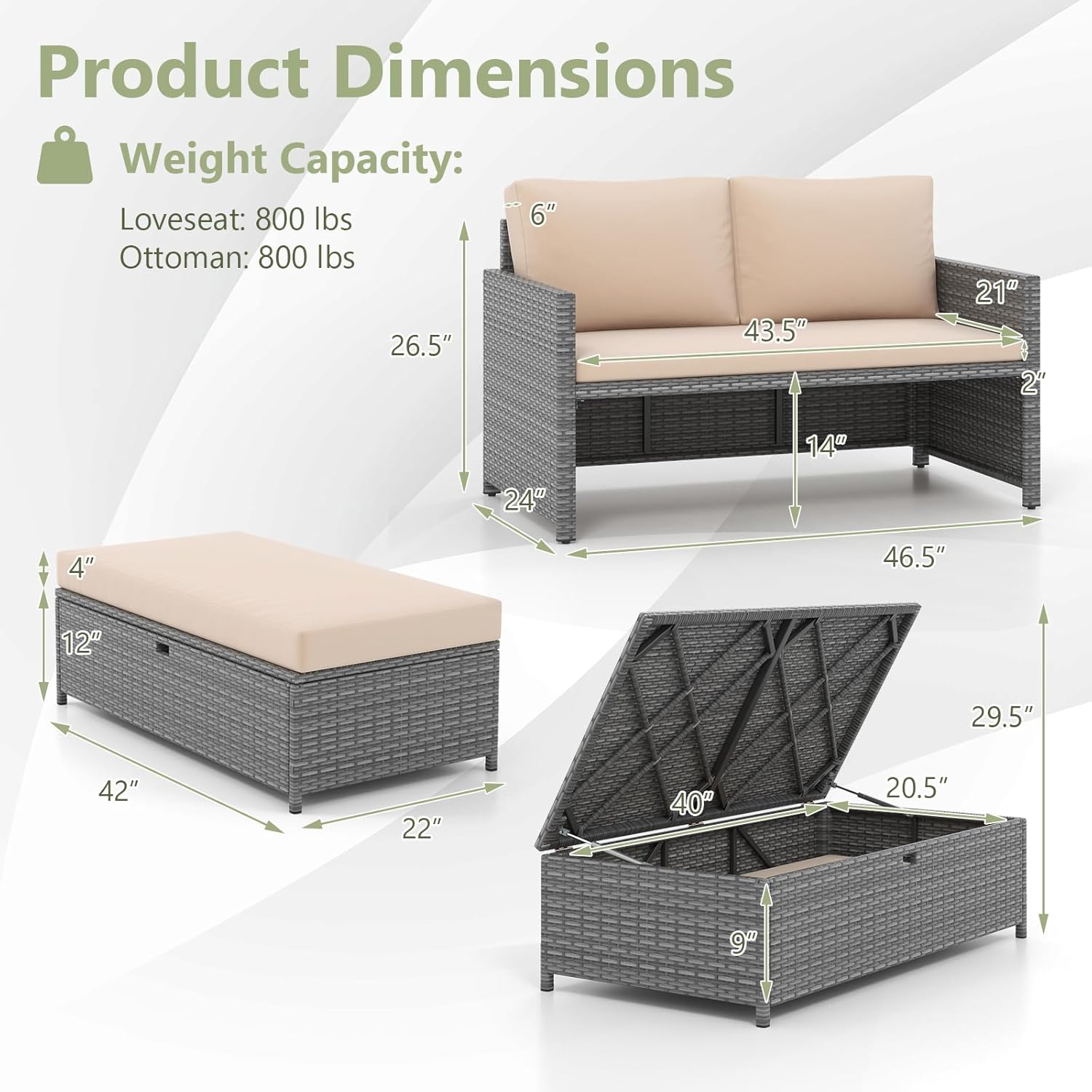 Wiklinowy leżak ogrodowy, sofa – Outdoor Furniture Loveseat recenzja i cena