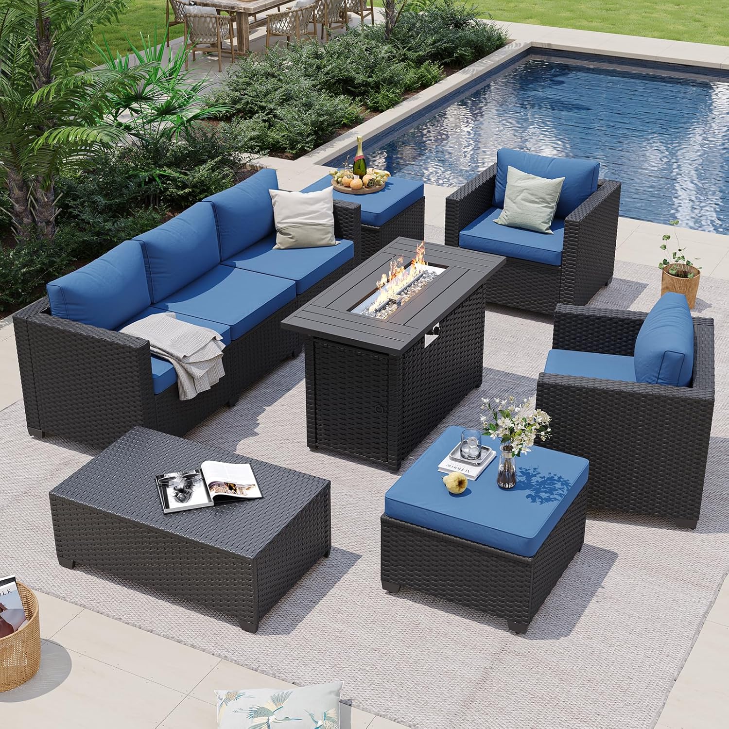 Granatowy narożnik ogrodowy z  – Outdoor Furniture Fire Pit recenzja i cena