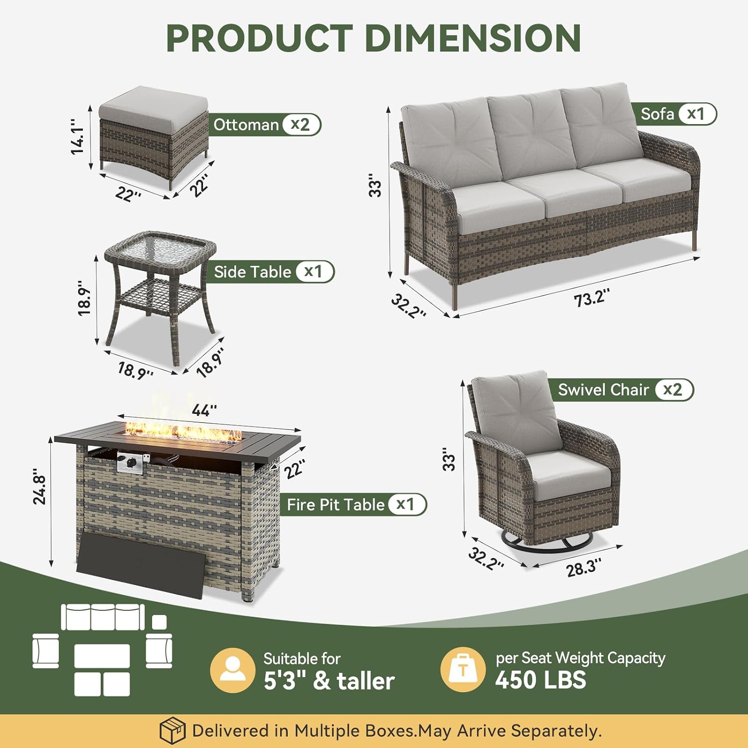 7-częściowy wiklinowy zestaw m – Outdoor Furniture Fire Pit recenzja i cena
