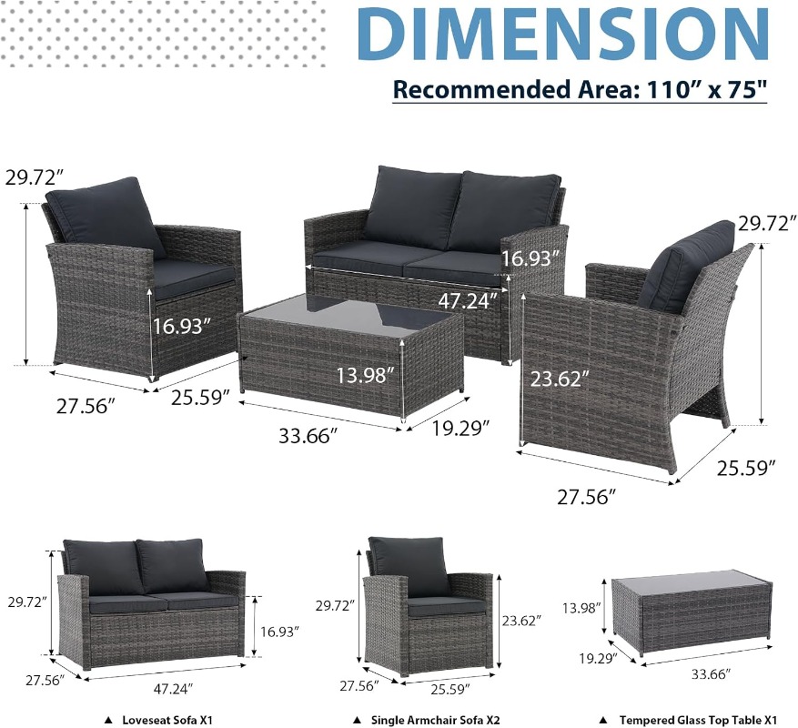 Zestaw mebli ogrodowych JOIVI, – Outdoor Furniture Loveseat recenzja i cena