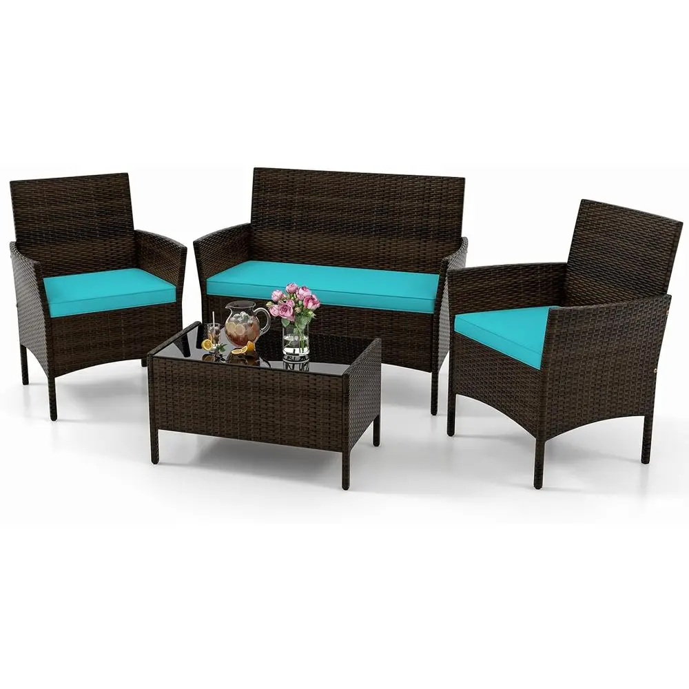 Turkusowy 4-częściowy zestaw m – Outdoor Furniture Loveseat recenzja i cena