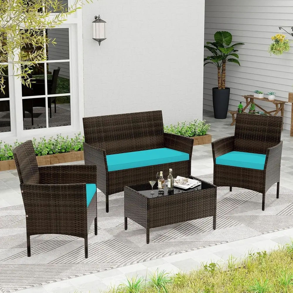 Turkusowy 4-częściowy zestaw m – Outdoor Furniture Loveseat recenzja i cena