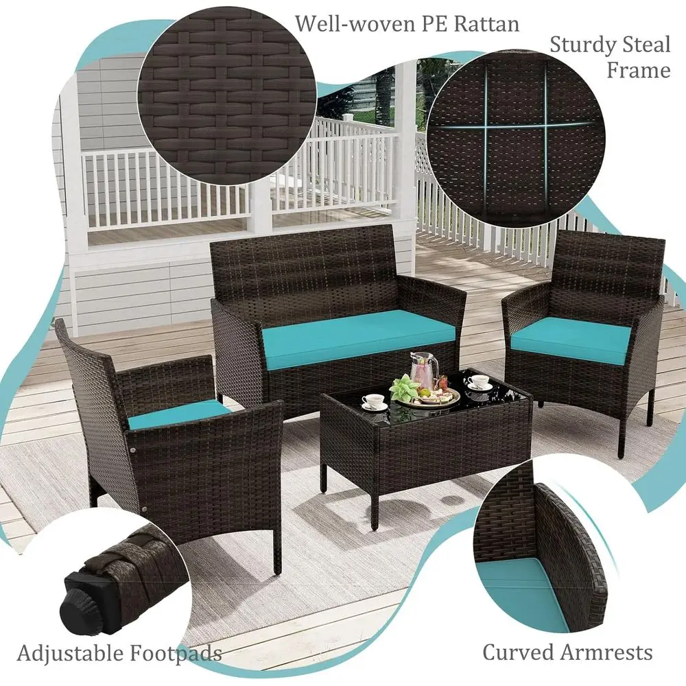 Turkusowy 4-częściowy zestaw m – Outdoor Furniture Loveseat recenzja i cena